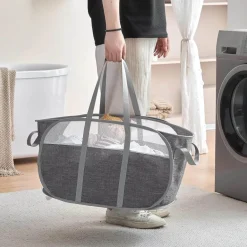 Mesh Laundry Hamper - Portable Storage Bag for Clothes