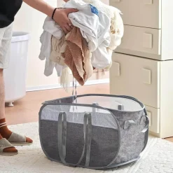 Mesh Laundry Hamper - Portable Storage Bag for Clothes
