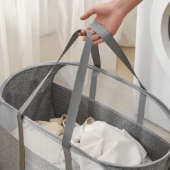 Mesh Laundry Hamper - Portable Storage Bag for Clothes