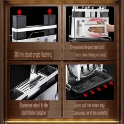 Messer-Organizer-Ständer – Wandmontierte Aufbewahrung aus Edelstahl