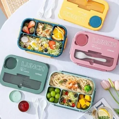 Mikrowellengeeignetes Bento-Lunchbox-Set mit Besteck für Kinder – 1300 ml Fassungsvermögen