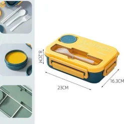 Mikrowellengeeignetes Bento-Lunchbox-Set mit Besteck für Kinder – 1300 ml Fassungsvermögen