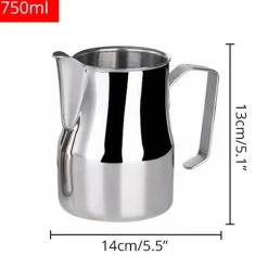 Milchaufschäumkännchen aus Edelstahl – Abgerundeter Ausguss 350 ml 550 ml 750 ml Optionen