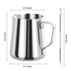 Milchaufschäumkrug aus Edelstahl, 340 ml, mit Dekorationsstift