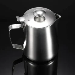 Milchaufschäumkrug mit Deckel – Barista-Werkzeug aus Edelstahl für Latte Cappuccino