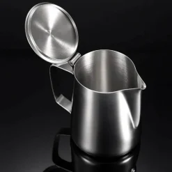 Milchaufschäumkrug mit Deckel – Barista-Werkzeug aus Edelstahl für Latte Cappuccino