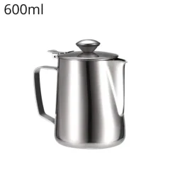 Milchaufschäumkrug mit Deckel – Barista-Werkzeug aus Edelstahl für Latte Cappuccino