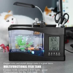 Mini-Aquarium mit LCD-Uhr – digitales Wasser-Dekor für Zuhause