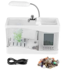 Mini-Aquarium mit LCD-Uhr – digitales Wasser-Dekor für Zuhause