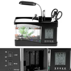 Mini-Aquarium mit LCD-Uhr – digitales Wasser-Dekor für Zuhause