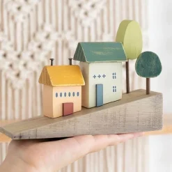 Miniatur-Dorf-Dekor – nordischer Akzent aus Holz für das hügelige Zuhause