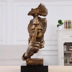 Miniatur-Schreibtischskulptur – Elegantes Schweigen ist Golddekor