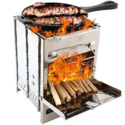 Mini-Holzkohlegrill – Faltbarer Outdoor-Campinggrill aus Edelstahl