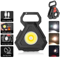 Mini-LED-Schlüsselanhänger-Taschenlampe, Flaschenöffner – kompaktes Multifunktionswerkzeug