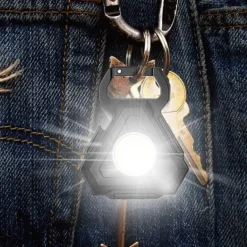 Mini-LED-Schlüsselanhänger-Taschenlampe, Flaschenöffner – kompaktes Multifunktionswerkzeug