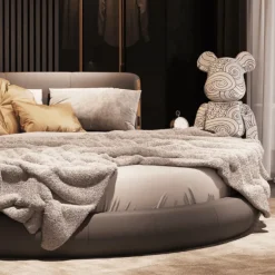 Minimalist Italian Leather Bed - Luxury Florentine Design