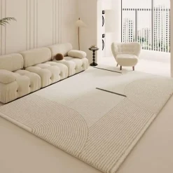 Minimalistischer Plüsch-Teppich – Weicher Teppich für modernes Dekor