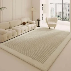 Minimalistischer Plüsch-Teppich – Weicher Teppich für modernes Dekor