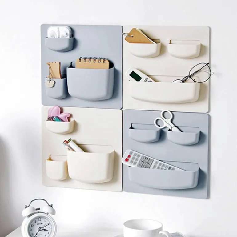Minimalistischer Wand-Organizer – Aufbewahrungslösung ohne Bohren in sanften Pastelltönen