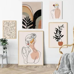 Minimalistisches abstraktes Gesicht verlässt Kunstdruck