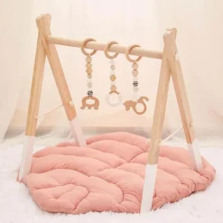 Minimalistisches Baby-Aktivitätsgymnastik-Set aus Holz – Natürlicher Spielplatz für Kleinkinder