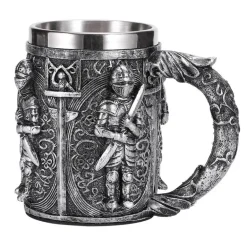 Mittelalterlicher Bierkrug – Edelstahl-Kriegerkrug für die Kneipendekoration