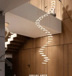 Modern Circle Stair Pendant Lamp - Stylish Ceiling Light Fixture