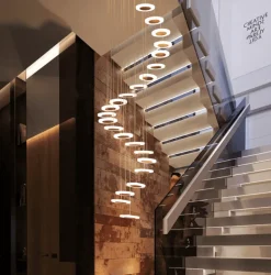 Modern Circle Stair Pendant Lamp - Stylish Ceiling Light Fixture
