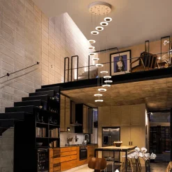 Modern Circle Stair Pendant Lamp - Stylish Ceiling Light Fixture