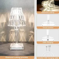 Modern Desk Lamp - Stylish Diamond Acrylic Light