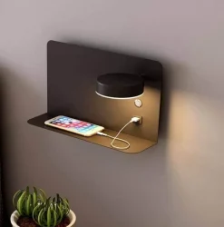 Modern LED Wall Lamp with USB Charger - Pragmatism Shelf Light