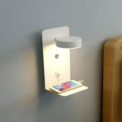 Modern LED Wall Lamp with USB Charger - Pragmatism Shelf Light