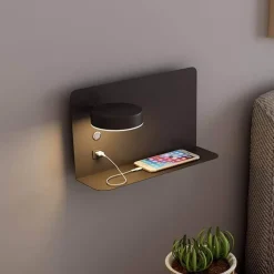 Modern LED Wall Lamp with USB Charger - Pragmatism Shelf Light