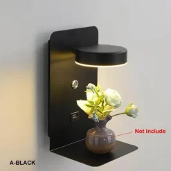 Modern LED Wall Lamp with USB Charger - Pragmatism Shelf Light