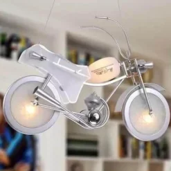 Modern Motorcycle Chandelier - Unique Aluminum Glass Light Fixture