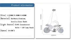 Modern Motorcycle Chandelier - Unique Aluminum Glass Light Fixture