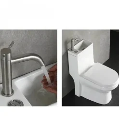 Moderne japanische Toilette mit Waschbecken – platzsparende Badezimmereinrichtung