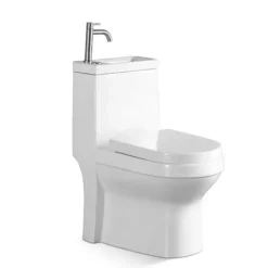 Moderne japanische Toilette mit Waschbecken – platzsparende Badezimmereinrichtung