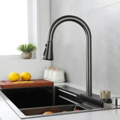 Moderne Küchenspüle aus Edelstahl – Elegantes Wasserfall-Design