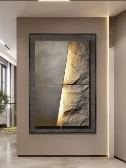 Moderne LED-Wandleuchte aus Porzellan mit Felsstruktur - Innenbeleuchtung