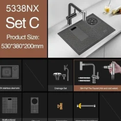 Moderne Nano Black Küchenspüle – Elegantes Design