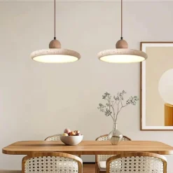Moderne Travertin-Pendelleuchte, elegante Deckenleuchte aus Stein für zeitgenössische Räume