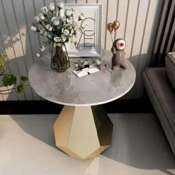 Moderner Beistelltisch aus Schiefer - Firmin Akzenttisch in Schieferoptik