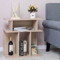Moderner Beistelltisch fürs Sofa mit Stauraum – Akzenttisch in Holzoptik