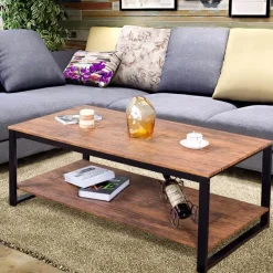 Moderner Couchtisch – Elegantes rechteckiges Metallrahmendesign