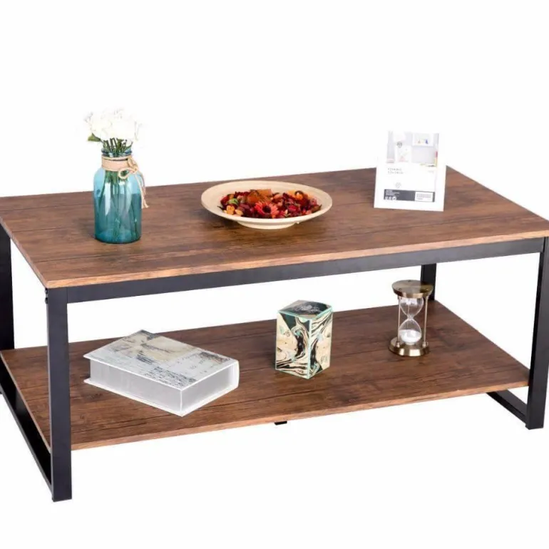 Moderner Couchtisch – Elegantes rechteckiges Metallrahmendesign