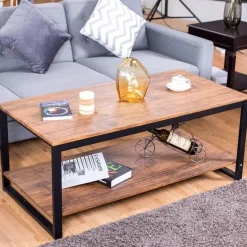 Moderner Couchtisch – Elegantes rechteckiges Metallrahmendesign