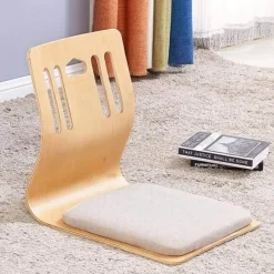 Moderner japanischer Stuhl aus Sperrholz ohne Beine – Zeitgenössisches Möbeldesign