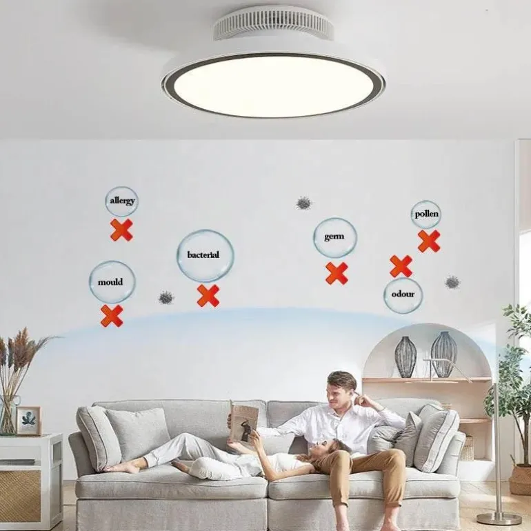 Moderner LED-Deckenventilator – Vollspektrum-Design mit unsichtbaren Flügeln