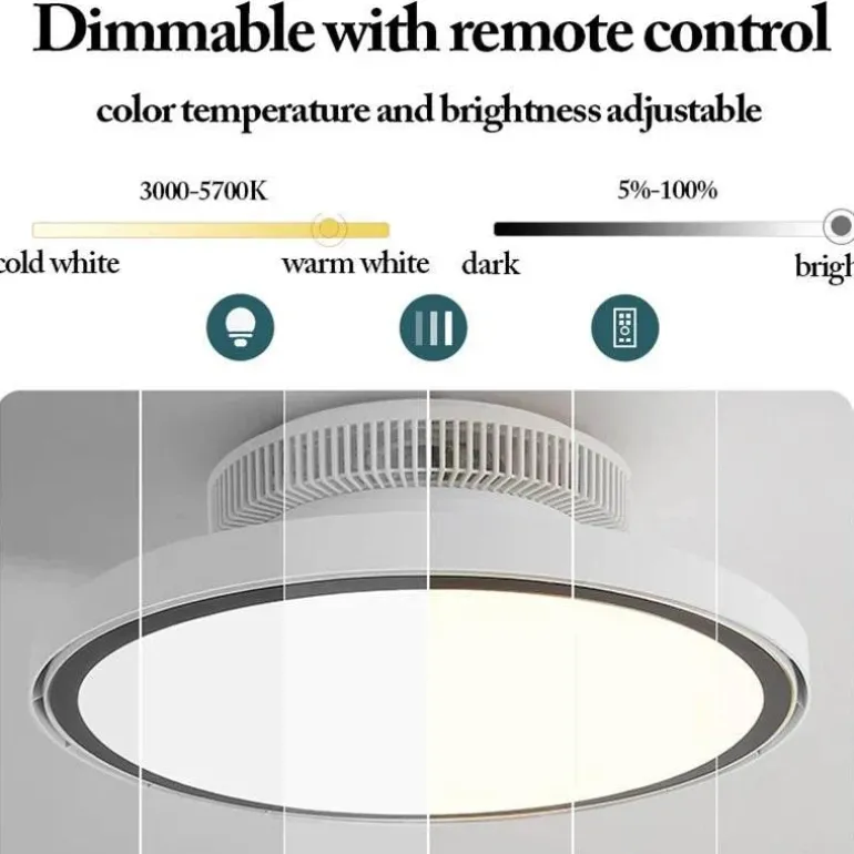 Moderner LED-Deckenventilator – Vollspektrum-Design mit unsichtbaren Flügeln
